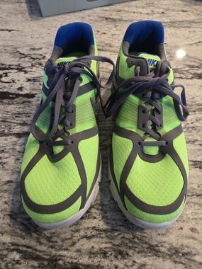 Nike LunarGlide Men's Low Top Lace Up Mesh Running Sneakers Green/Blue/Gray 11